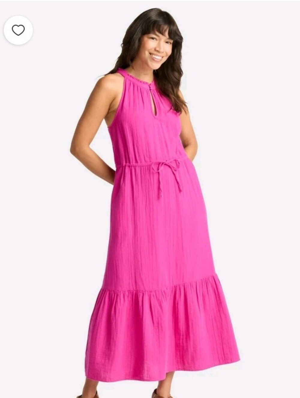 Women’s Sleeveless Pink Maxi Dress with Tie Waist By Time And Tru